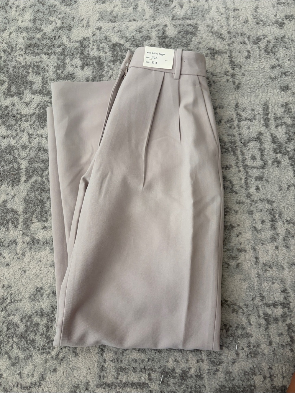 Abercrombie & Fitch Light Taupe Wide-Leg Pleated Trousers